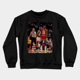 Michael Jordan vs Magic Johnson on NBA All-Star Crewneck Sweatshirt